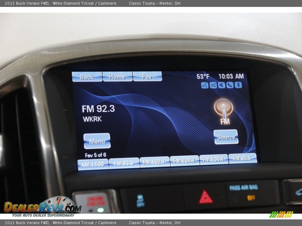 2013 Buick Verano FWD White Diamond Tricoat / Cashmere Photo #10