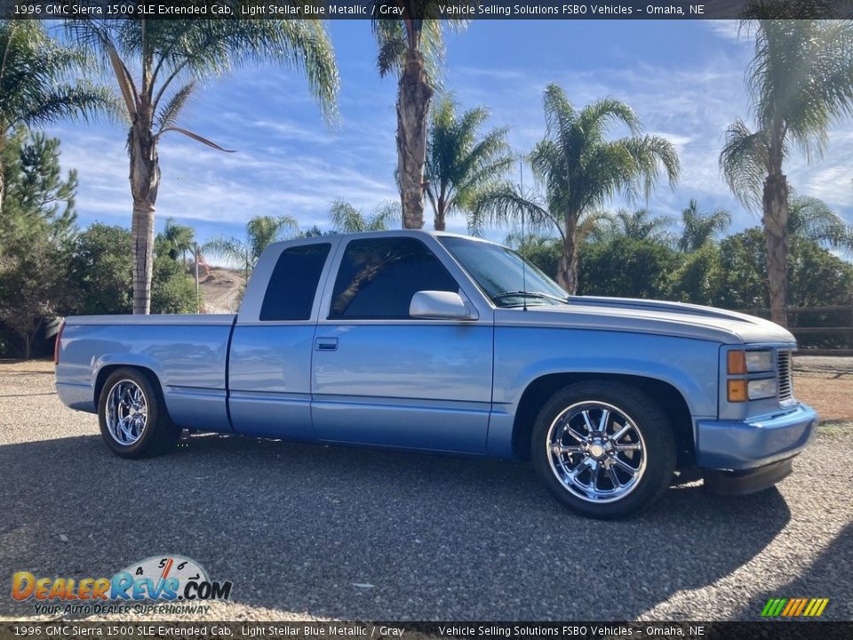 1996 GMC Sierra 1500 SLE Extended Cab Light Stellar Blue Metallic / Gray Photo #1