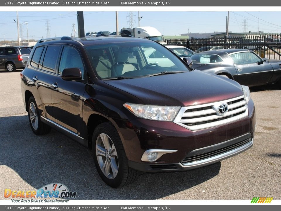 2012 Toyota Highlander Limited Sizzling Crimson Mica / Ash Photo #7