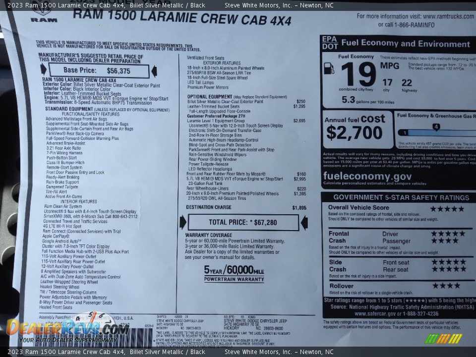 2023 Ram 1500 Laramie Crew Cab 4x4 Window Sticker Photo #31