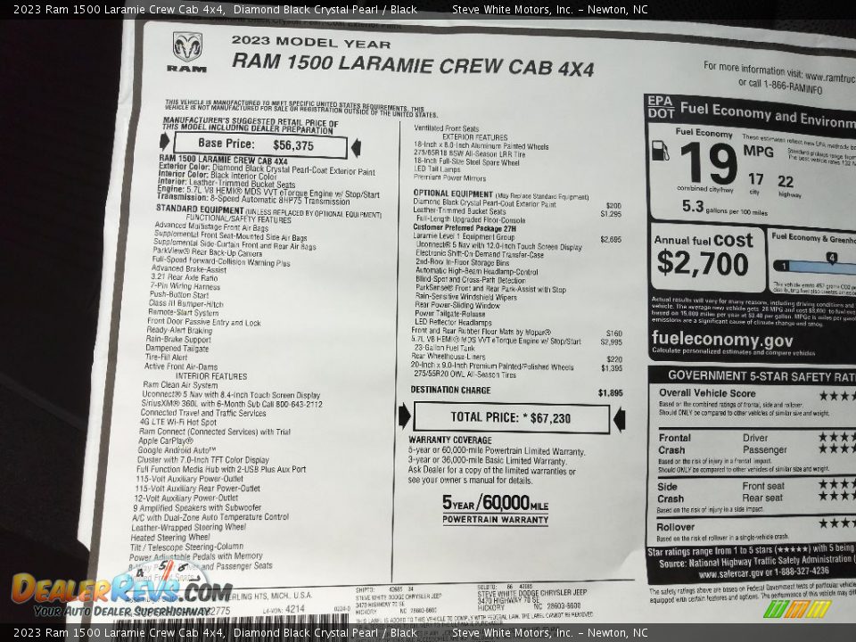 2023 Ram 1500 Laramie Crew Cab 4x4 Diamond Black Crystal Pearl / Black Photo #31