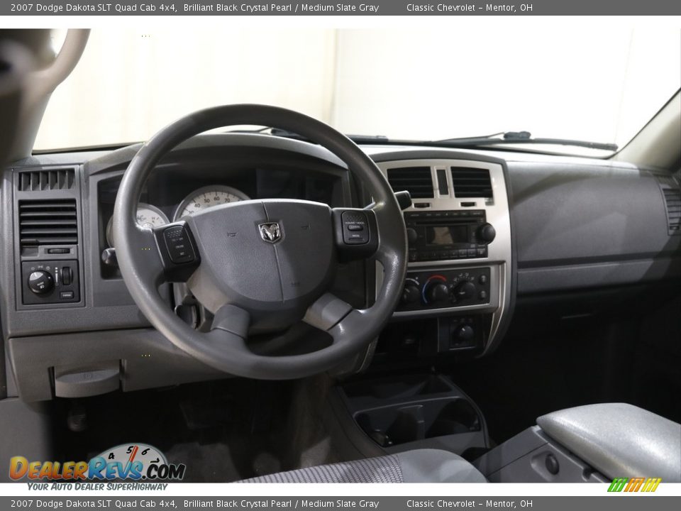 2007 Dodge Dakota SLT Quad Cab 4x4 Brilliant Black Crystal Pearl / Medium Slate Gray Photo #6