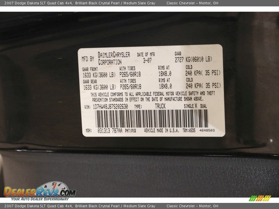 2007 Dodge Dakota SLT Quad Cab 4x4 Brilliant Black Crystal Pearl / Medium Slate Gray Photo #17