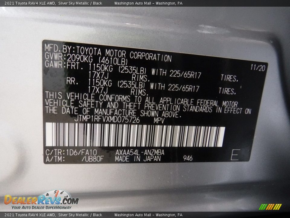 2021 Toyota RAV4 XLE AWD Silver Sky Metallic / Black Photo #35