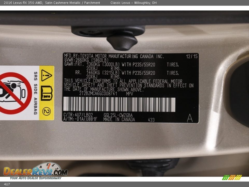 Lexus Color Code 4U7 Satin Cashmere Metallic