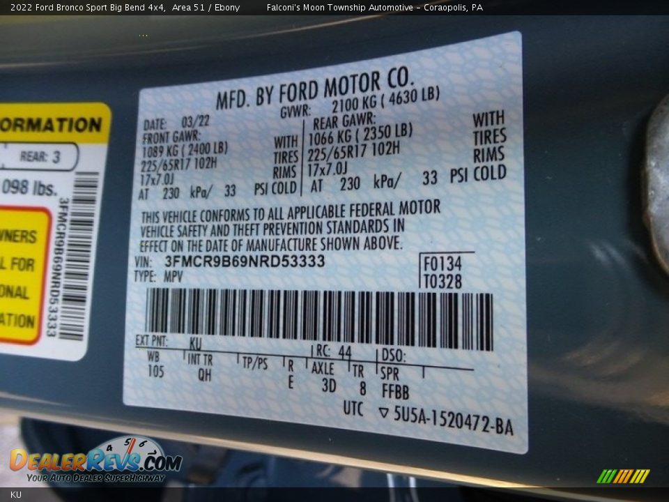 Ford Color Code KU Area 51