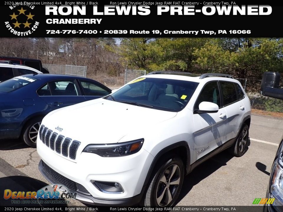 2020 Jeep Cherokee Limited 4x4 Bright White / Black Photo #1