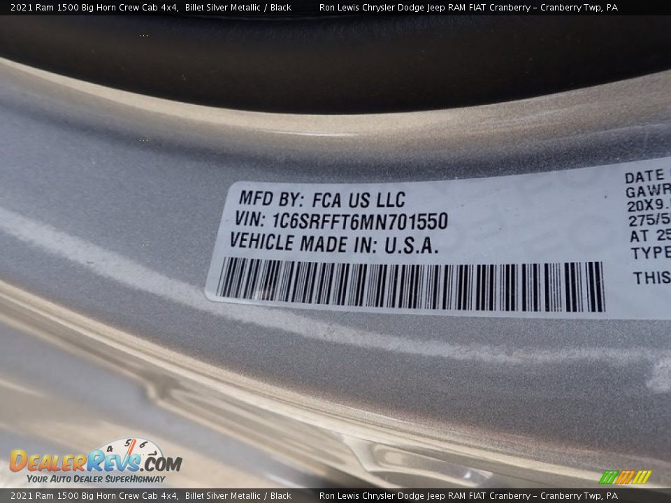 2021 Ram 1500 Big Horn Crew Cab 4x4 Billet Silver Metallic / Black Photo #20