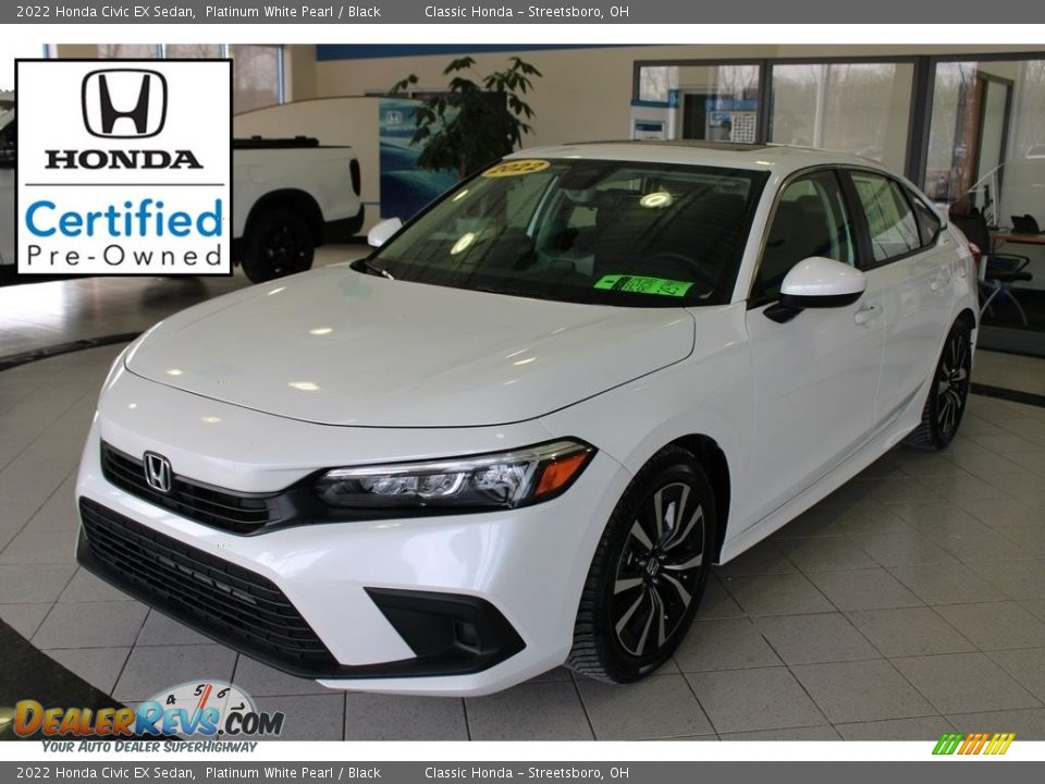 2022 Honda Civic EX Sedan Platinum White Pearl / Black Photo #1