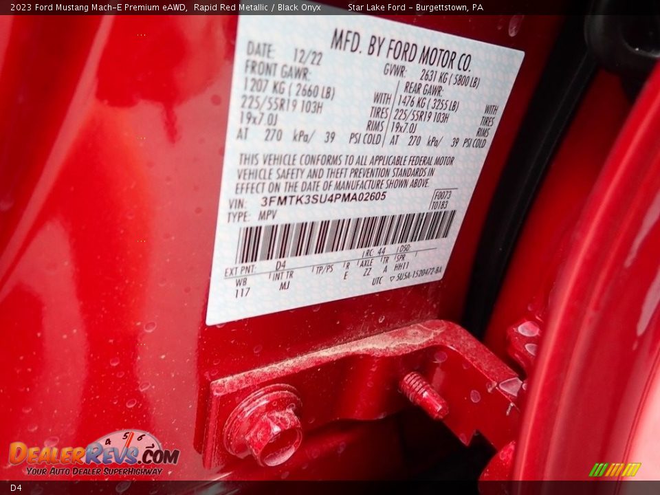 Ford Color Code D4 Rapid Red Metallic