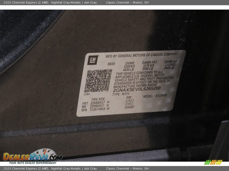 2020 Chevrolet Equinox LS AWD Nightfall Gray Metallic / Ash Gray Photo #21