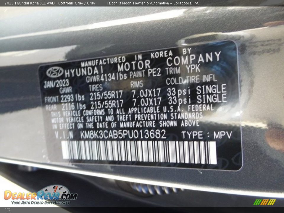 Hyundai Color Code PE2 Ecotronic Gray