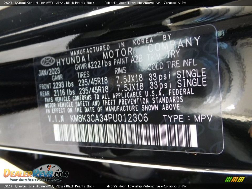 2023 Hyundai Kona N Line AWD Abyss Black Pearl / Black Photo #18