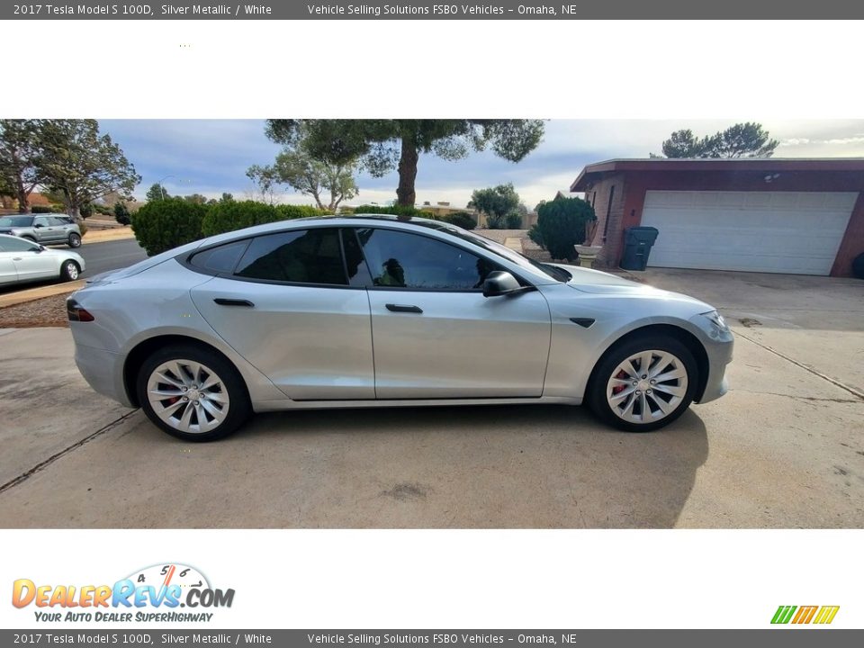 2017 Tesla Model S 100D Silver Metallic / White Photo #12