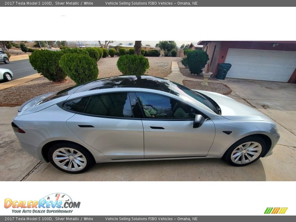 2017 Tesla Model S 100D Silver Metallic / White Photo #13