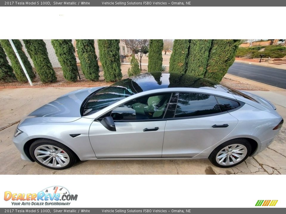 2017 Tesla Model S 100D Silver Metallic / White Photo #15