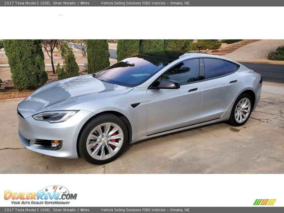 2017 Tesla Model S 100D Silver Metallic / White Photo #16