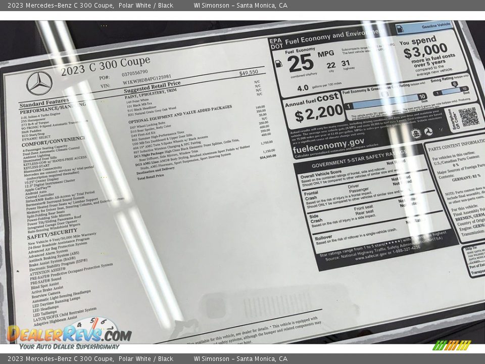 2023 Mercedes-Benz C 300 Coupe Window Sticker Photo #13