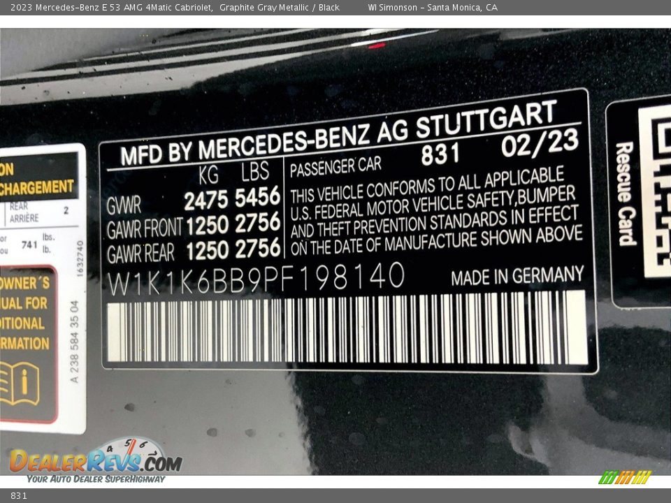 Mercedes-Benz Color Code 831 Graphite Gray Metallic