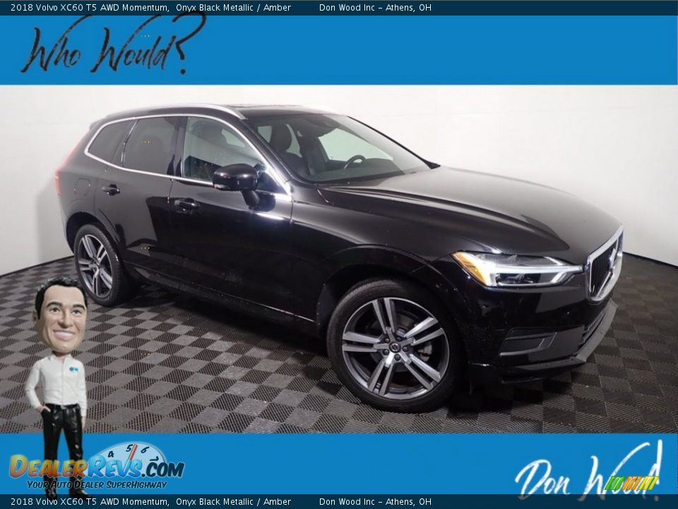 2018 Volvo XC60 T5 AWD Momentum Onyx Black Metallic / Amber Photo #1