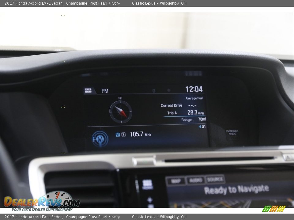 2017 Honda Accord EX-L Sedan Champagne Frost Pearl / Ivory Photo #10