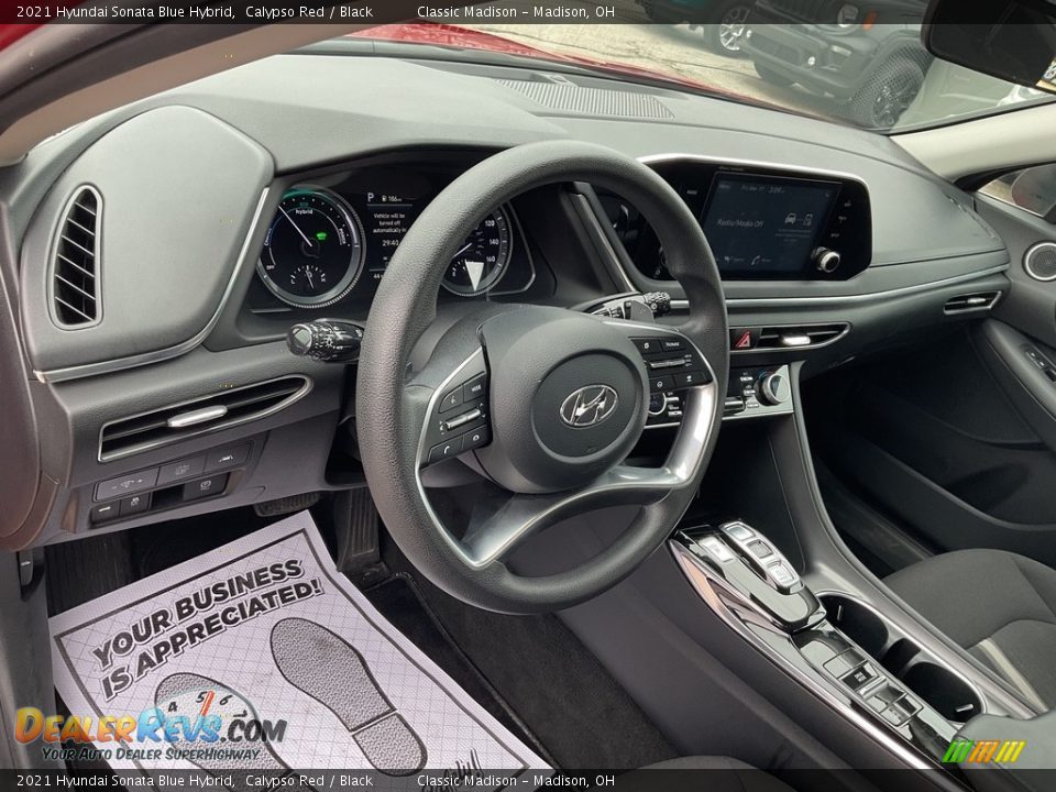 2021 Hyundai Sonata Blue Hybrid Calypso Red / Black Photo #4