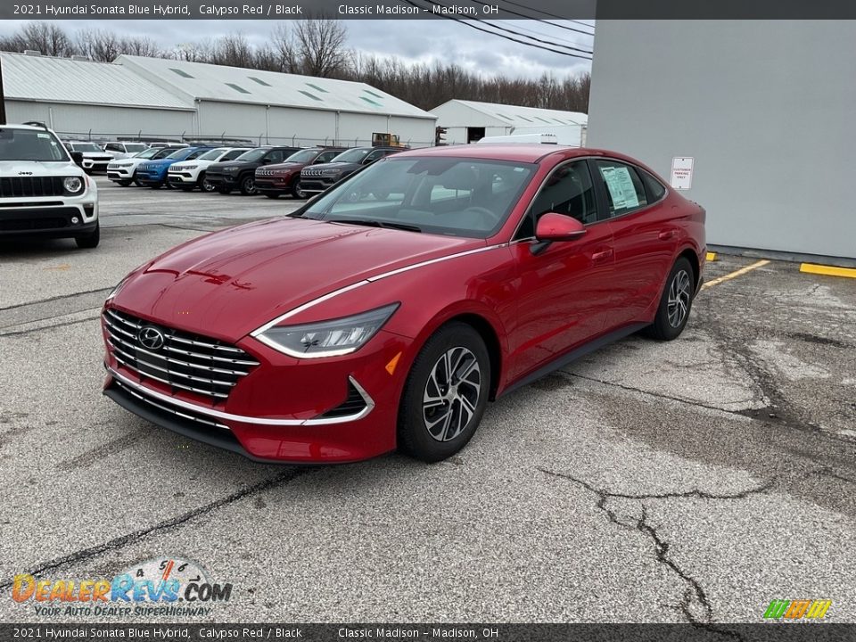 2021 Hyundai Sonata Blue Hybrid Calypso Red / Black Photo #7