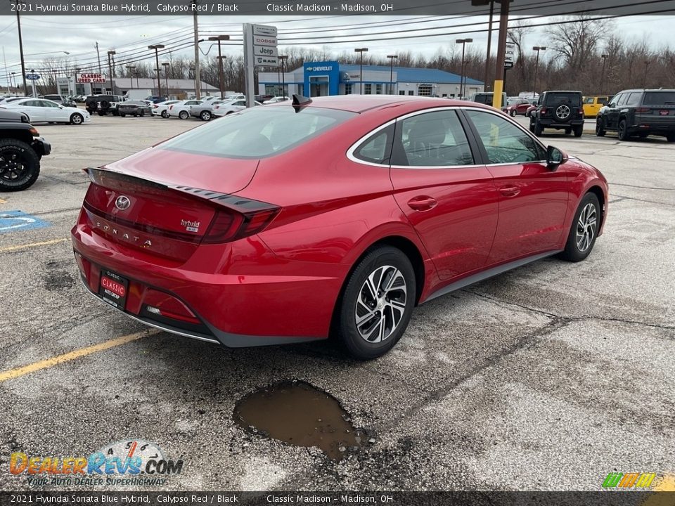 2021 Hyundai Sonata Blue Hybrid Calypso Red / Black Photo #8