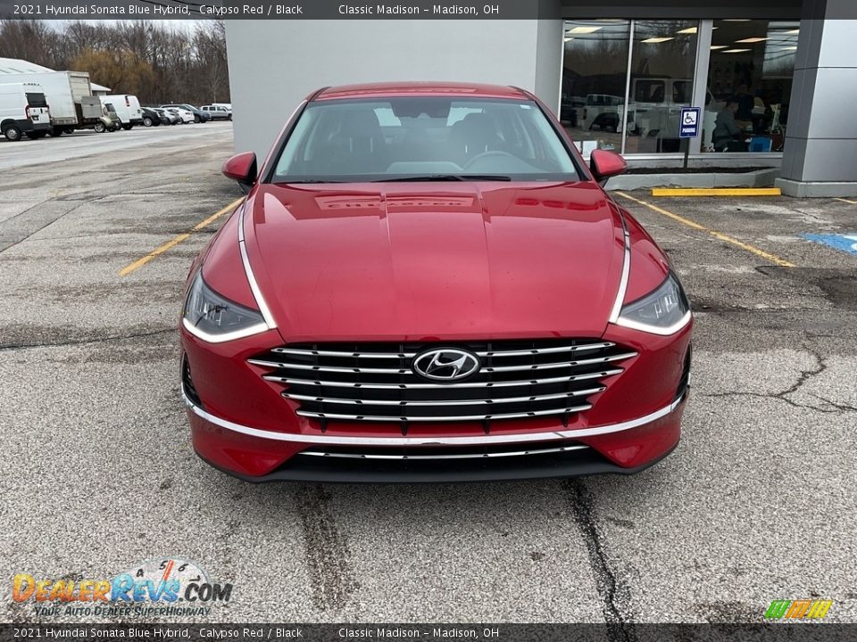 2021 Hyundai Sonata Blue Hybrid Calypso Red / Black Photo #10