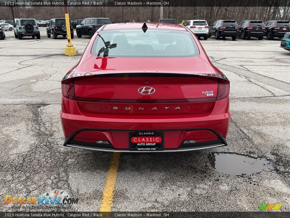 2021 Hyundai Sonata Blue Hybrid Calypso Red / Black Photo #11