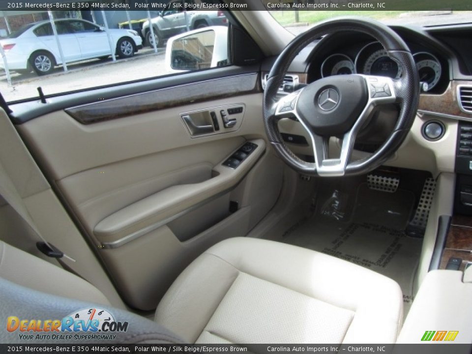 2015 Mercedes-Benz E 350 4Matic Sedan Polar White / Silk Beige/Espresso Brown Photo #12