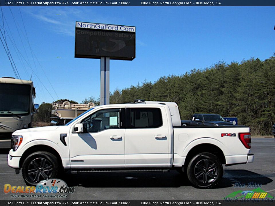 2023 Ford F150 Lariat SuperCrew 4x4 Star White Metallic Tri-Coat / Black Photo #2