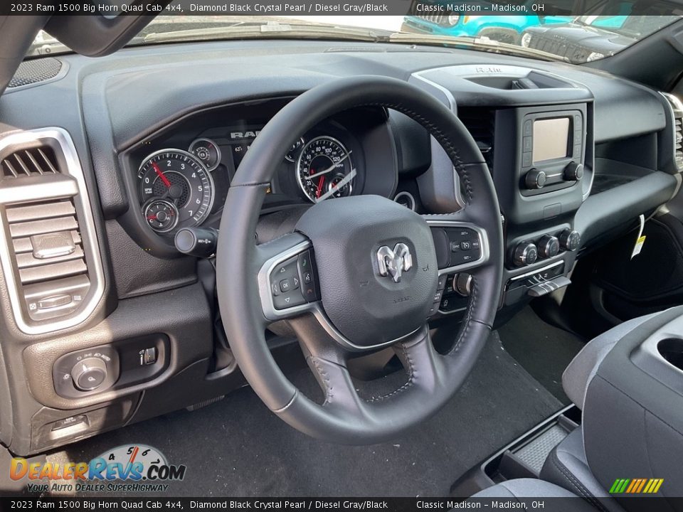 2023 Ram 1500 Big Horn Quad Cab 4x4 Diamond Black Crystal Pearl / Diesel Gray/Black Photo #4