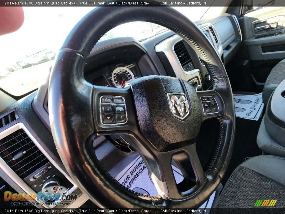2014 Ram 1500 Big Horn Quad Cab 4x4 True Blue Pearl Coat / Black/Diesel Gray Photo #9