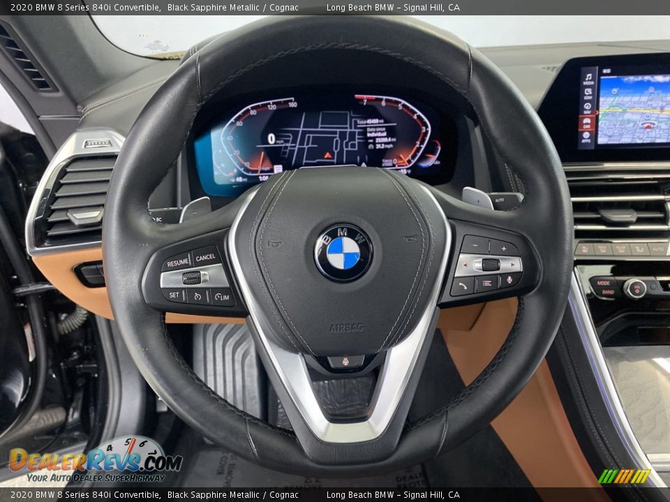 2020 BMW 8 Series 840i Convertible Black Sapphire Metallic / Cognac Photo #17