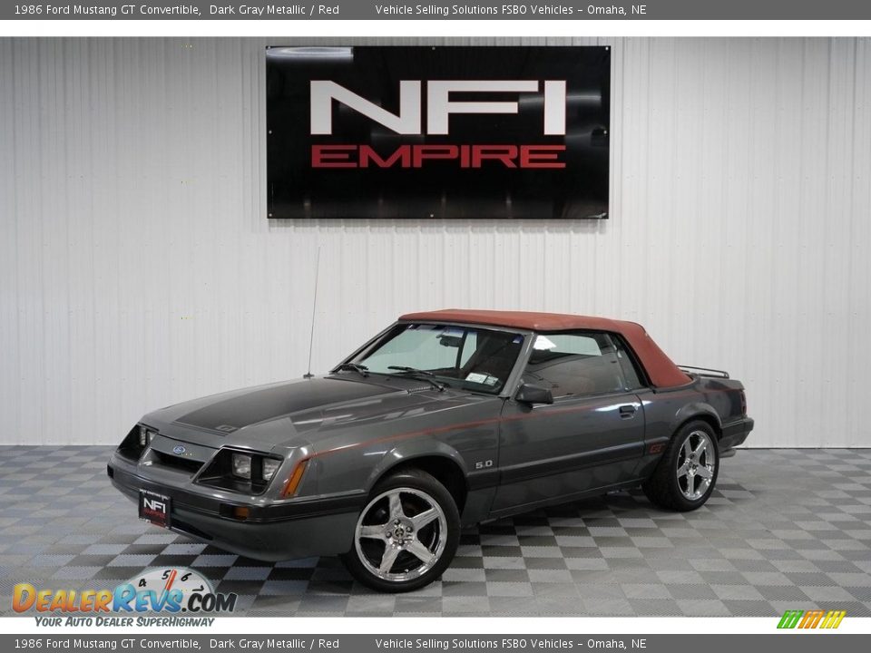 1986 Ford Mustang GT Convertible Dark Gray Metallic / Red Photo #13