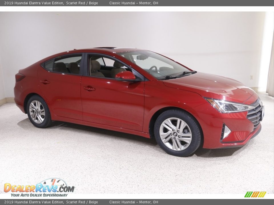 2019 Hyundai Elantra Value Edition Scarlet Red / Beige Photo #1