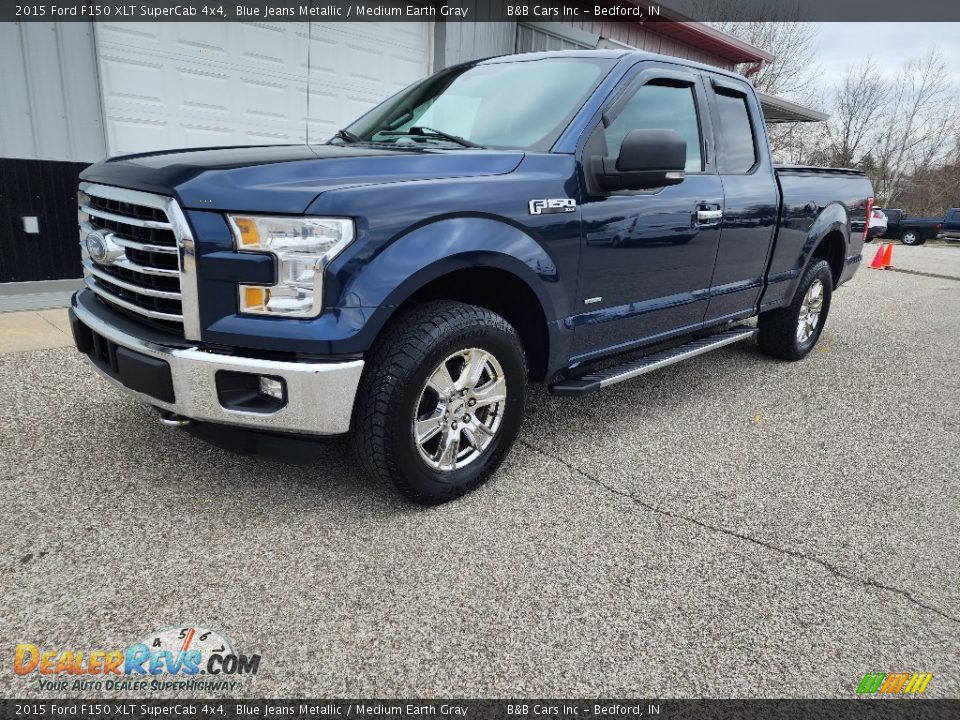 2015 Ford F150 XLT SuperCab 4x4 Blue Jeans Metallic / Medium Earth Gray Photo #7