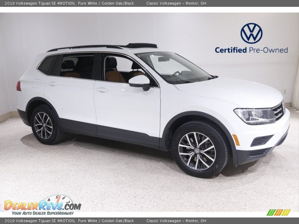 2019 Volkswagen Tiguan SE 4MOTION Pure White / Golden Oak/Black Photo #1