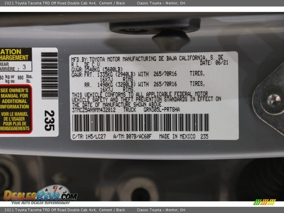 2021 Toyota Tacoma TRD Off Road Double Cab 4x4 Cement / Black Photo #21