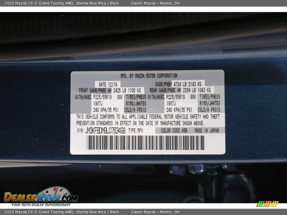 2020 Mazda CX-5 Grand Touring AWD Eternal Blue Mica / Black Photo #21