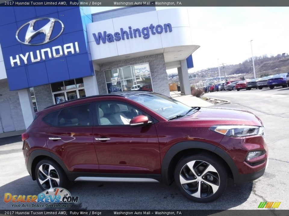 2017 Hyundai Tucson Limited AWD Ruby Wine / Beige Photo #2