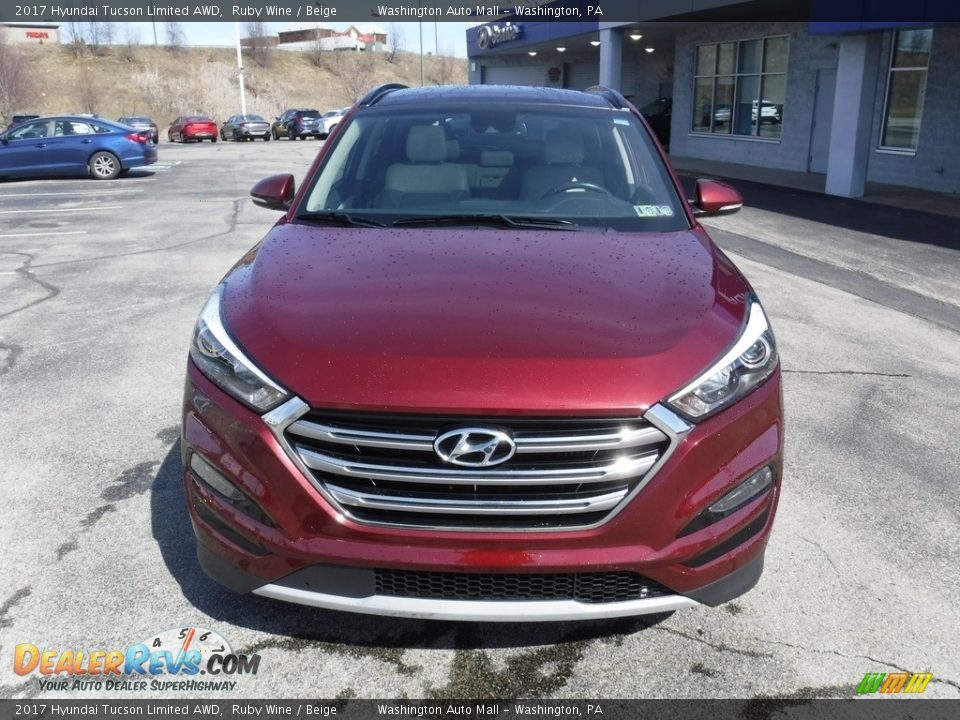 2017 Hyundai Tucson Limited AWD Ruby Wine / Beige Photo #5