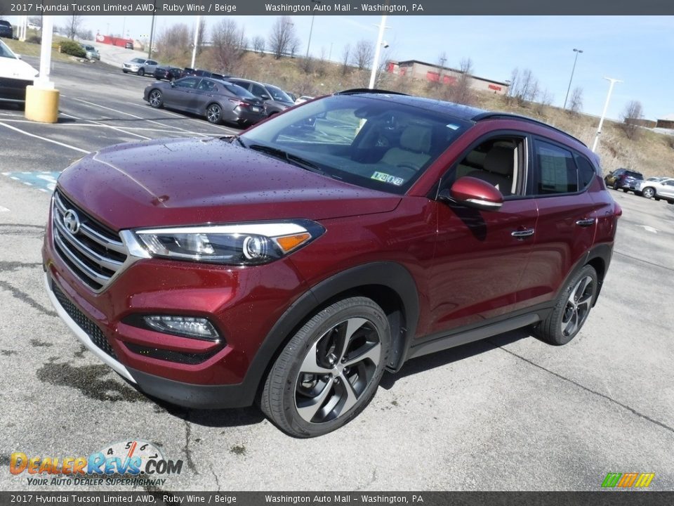 2017 Hyundai Tucson Limited AWD Ruby Wine / Beige Photo #6