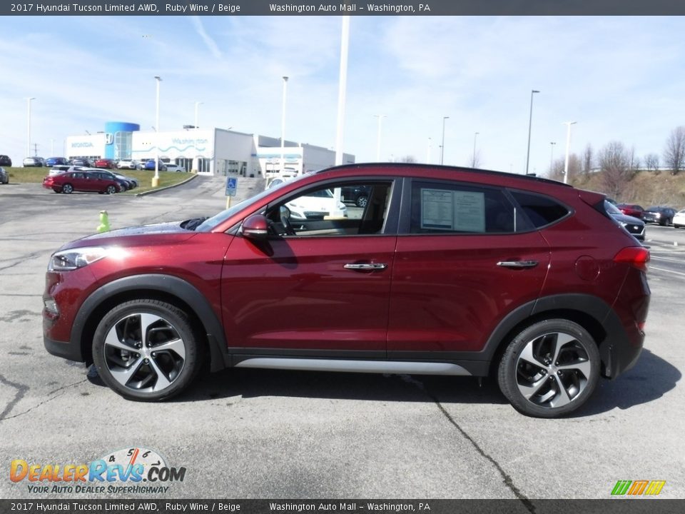 2017 Hyundai Tucson Limited AWD Ruby Wine / Beige Photo #7