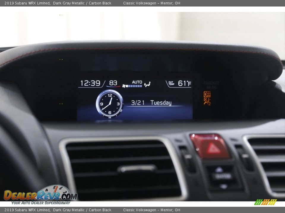 2019 Subaru WRX Limited Dark Gray Metallic / Carbon Black Photo #10