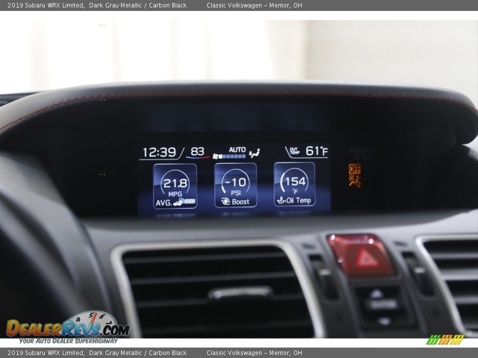 2019 Subaru WRX Limited Dark Gray Metallic / Carbon Black Photo #12