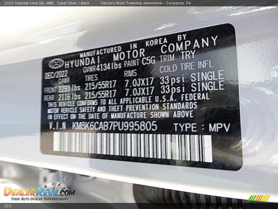 Hyundai Color Code C5G Cyber Silver