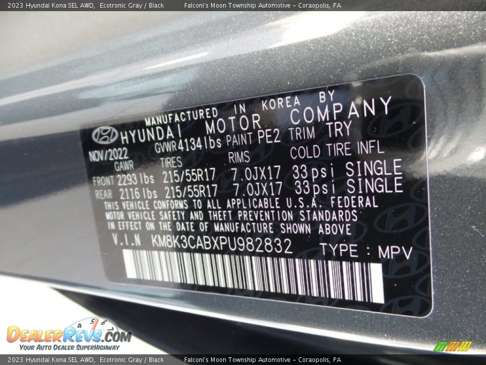 2023 Hyundai Kona SEL AWD Ecotronic Gray / Black Photo #18