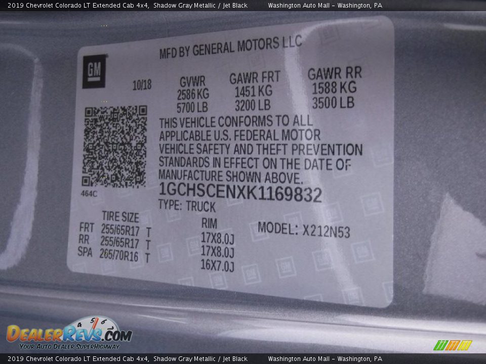 2019 Chevrolet Colorado LT Extended Cab 4x4 Shadow Gray Metallic / Jet Black Photo #35